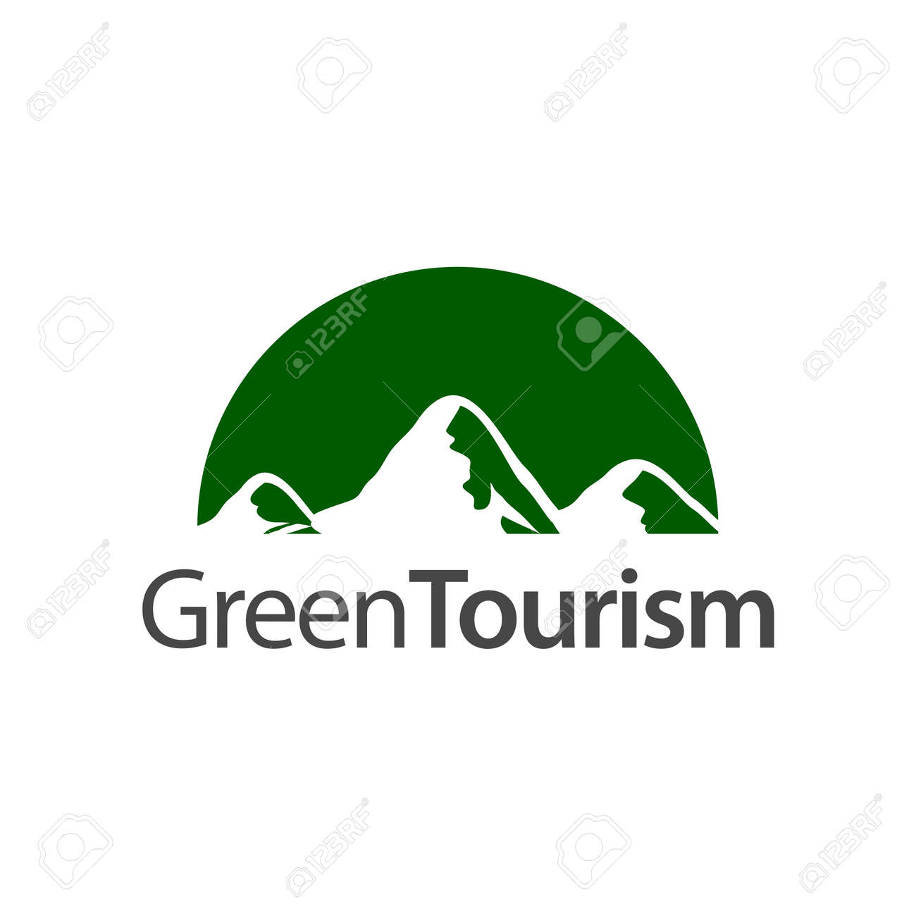 Green Tourism. Half circle mountain icon logo concept design template idea - 143647472 Green Tourism. Half circle mountain icon logo concept design template idea - 143647472