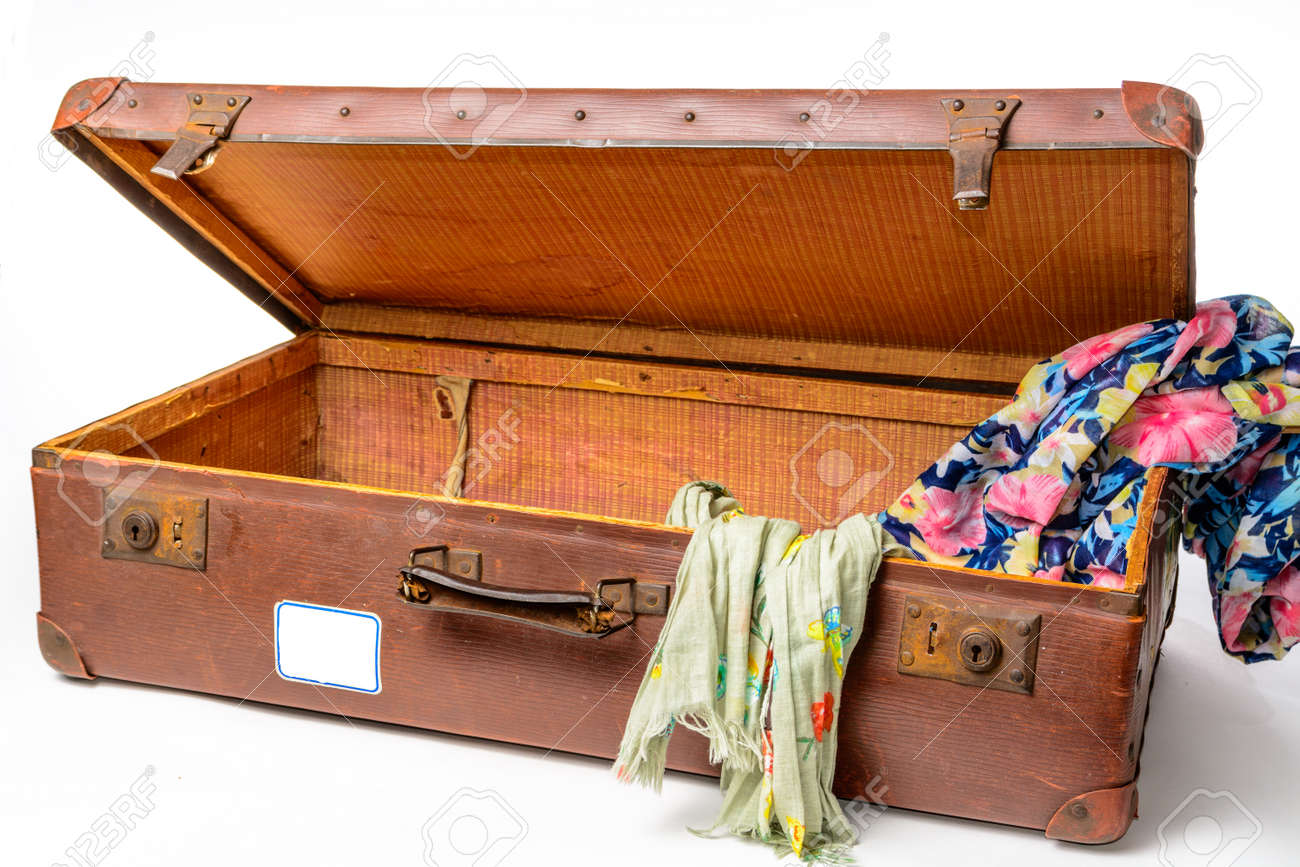 white vintage luggage