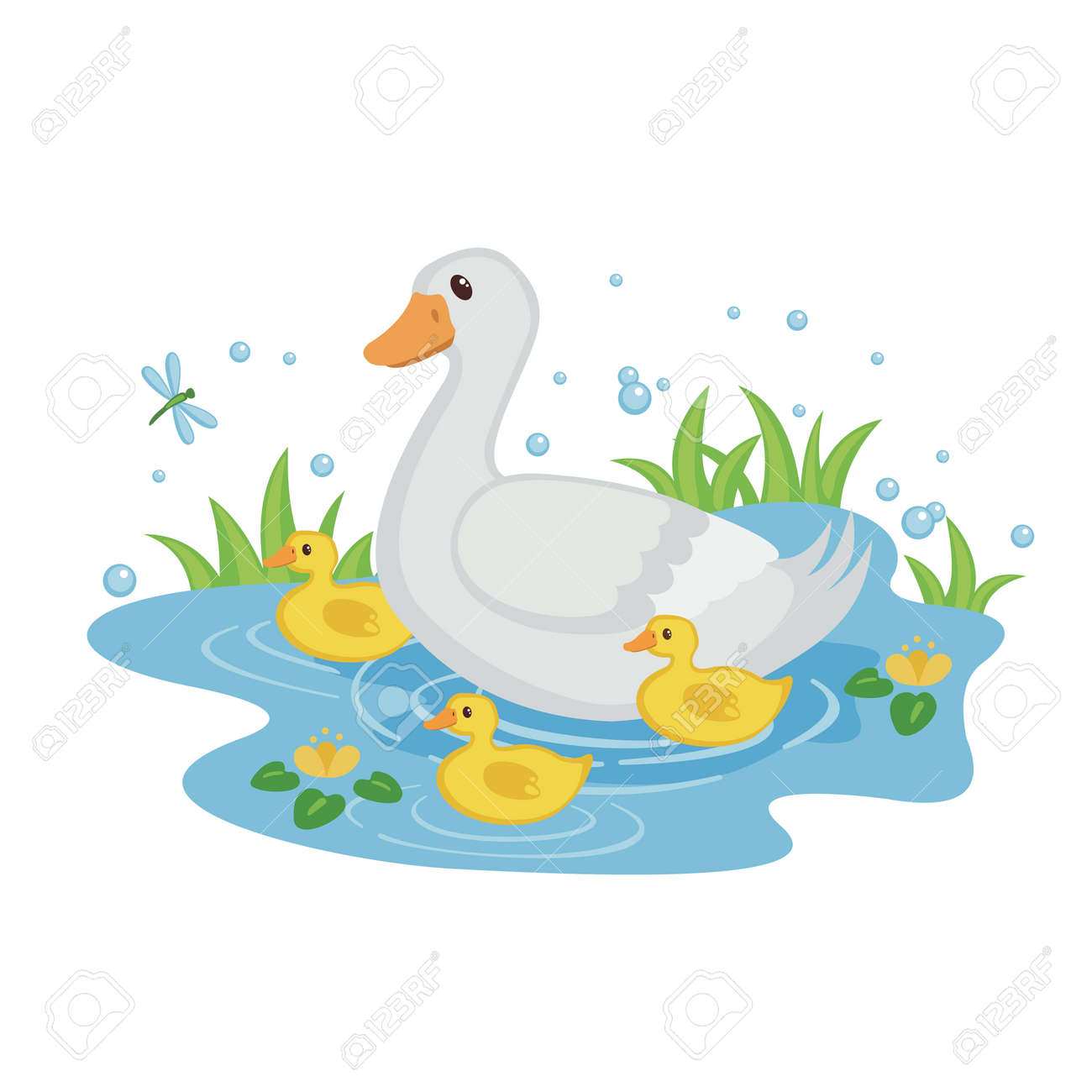 アヒルの絵【川で寝てるアヒル】 アヒルの絵【川で寝てるアヒル】 あひるの子】イギリス画家-ジョン