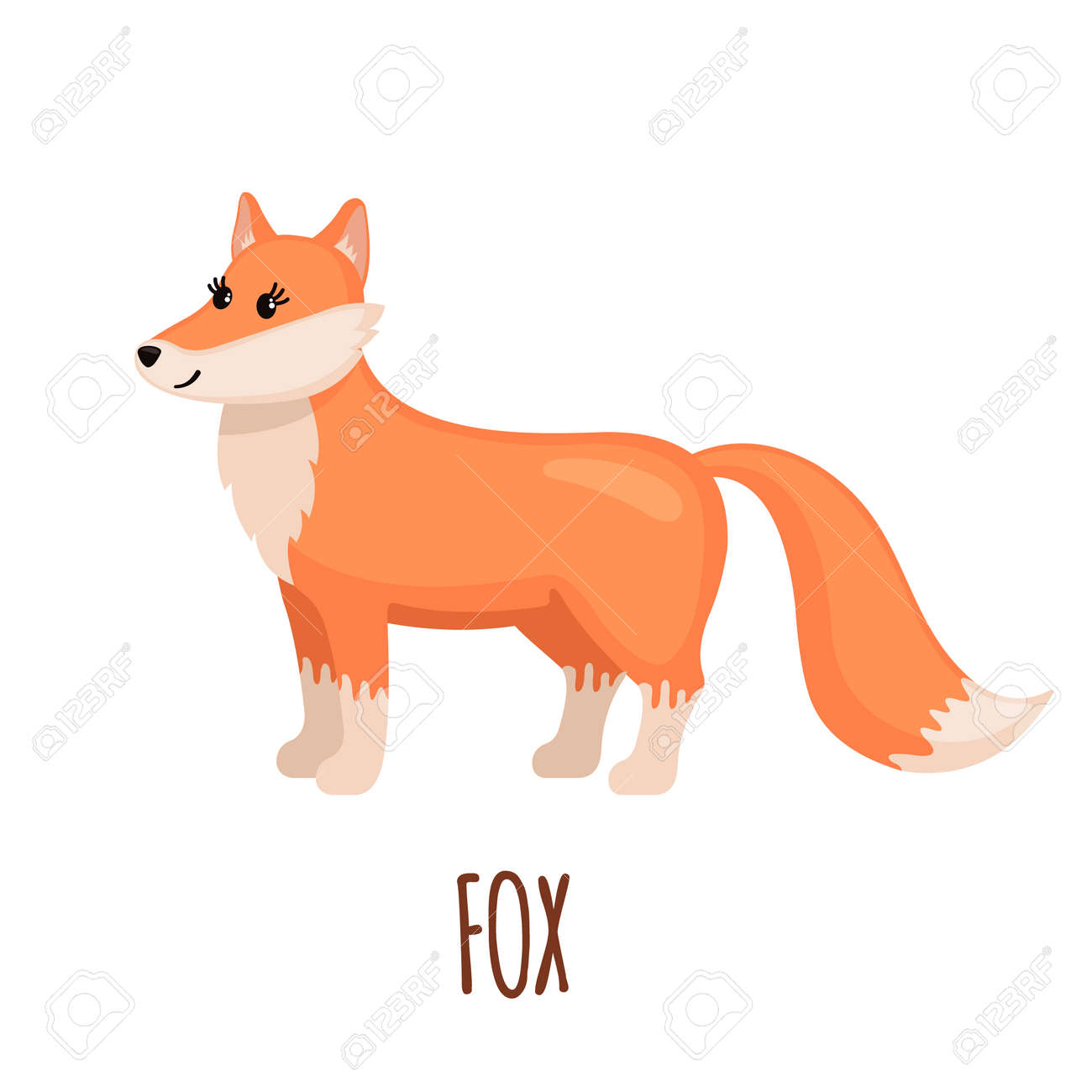Renard Mignon Dans Un Style Plat Isole Sur Fond Blanc Illustration Vectorielle Animal De La Foret Renard De Dessin Anime Banque D Images Et Photos Libres De Droits Image
