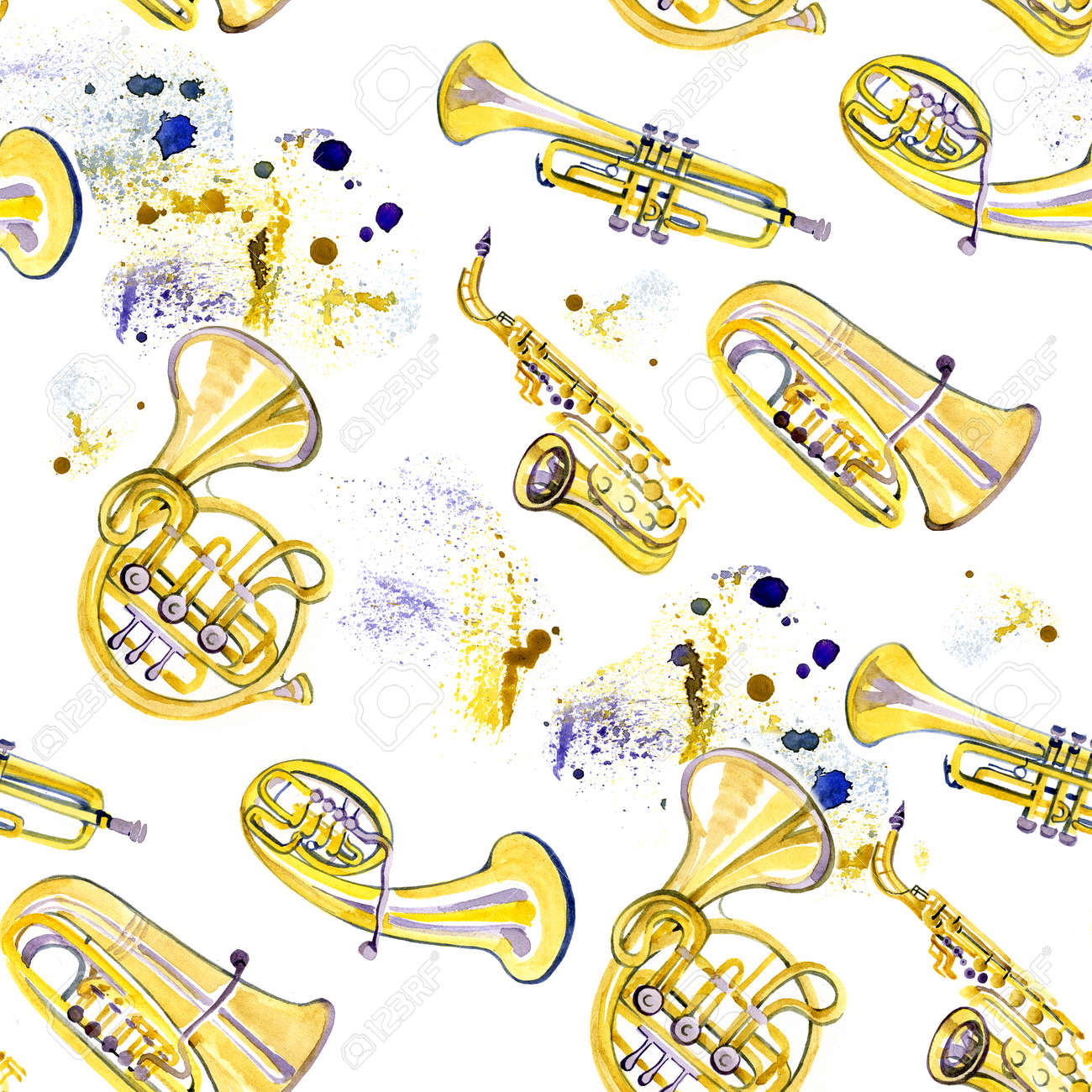 白い背景の水彩画の銅吹奏楽団 の写真素材 画像素材 Image