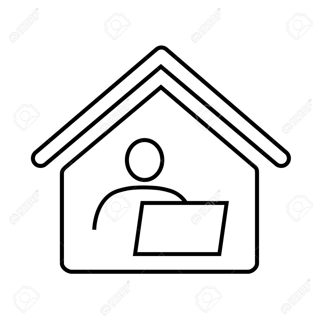 Home Office Long Distance Or Remote Work Line Icon Man And Royalty Free Cliparts Vectors And Stock Illustration Image 143983216