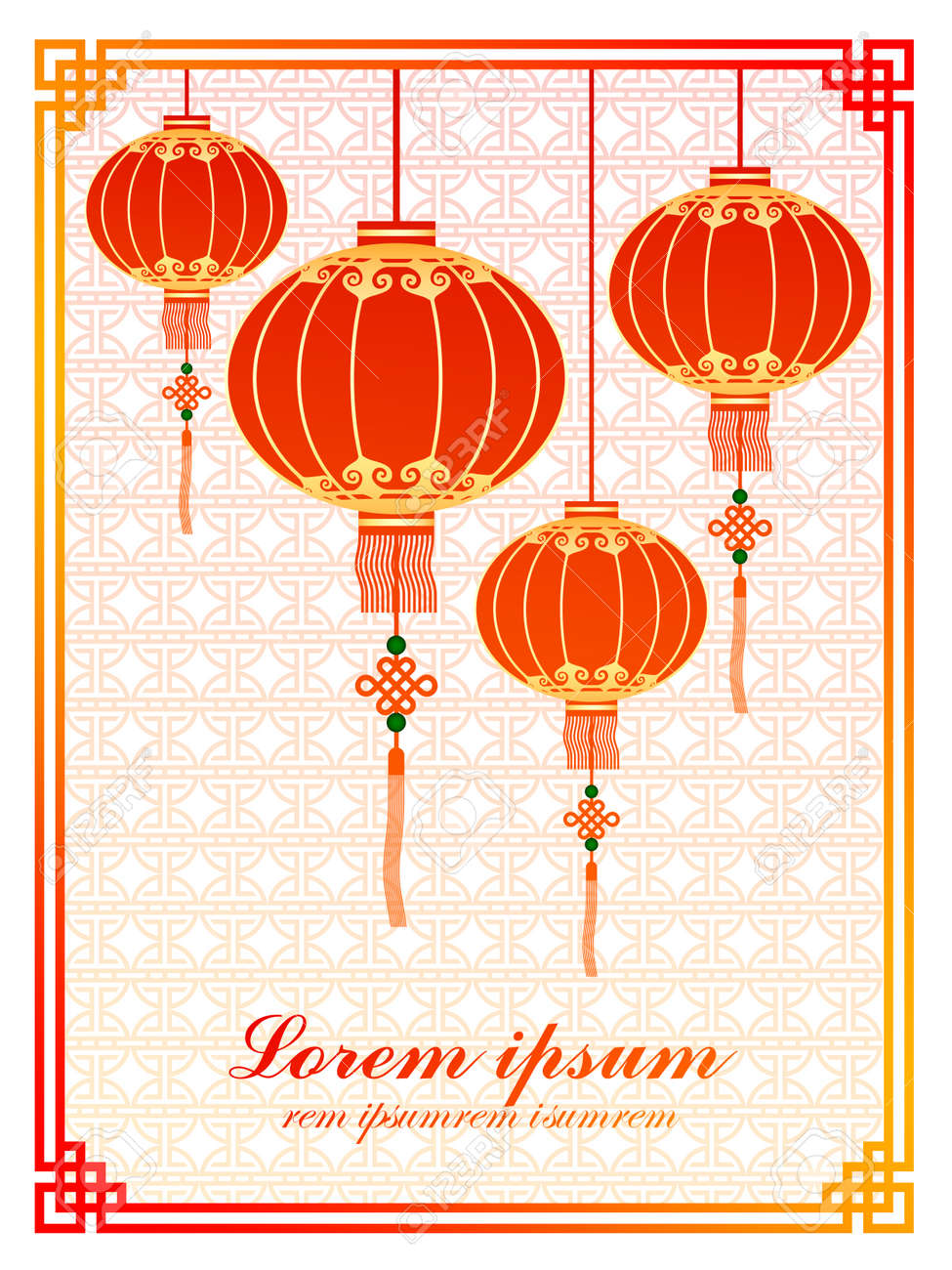 Plantilla Tradicional Chino Con Faroles Rojos Sobre Fondo Sin Fisuras Patron Ilustraciones Vectoriales Clip Art Vectorizado Libre De Derechos Image