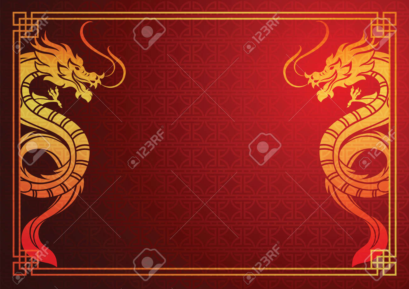 赤の背景に中国のドラゴンと中国の伝統的なテンプレート のイラスト素材 ベクタ Image 赤の背景に中国のドラゴンと中国の伝統的なテンプレート のイラスト素材 ベクタ Image
