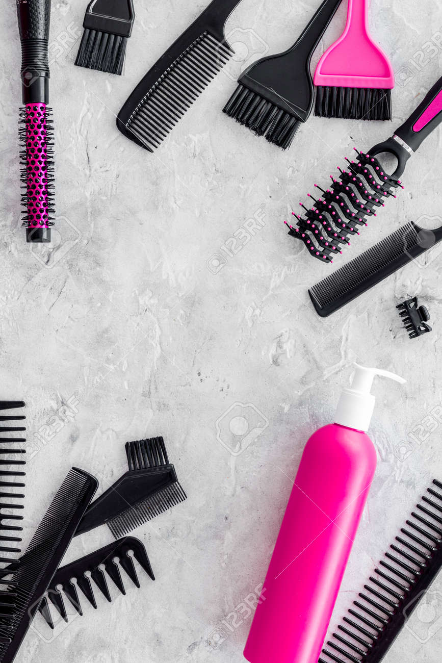 Download Styling Hair Instruments With Combs And Brushes In Barbershop Stock Photo Picture And Royalty Free Image Image 84712438