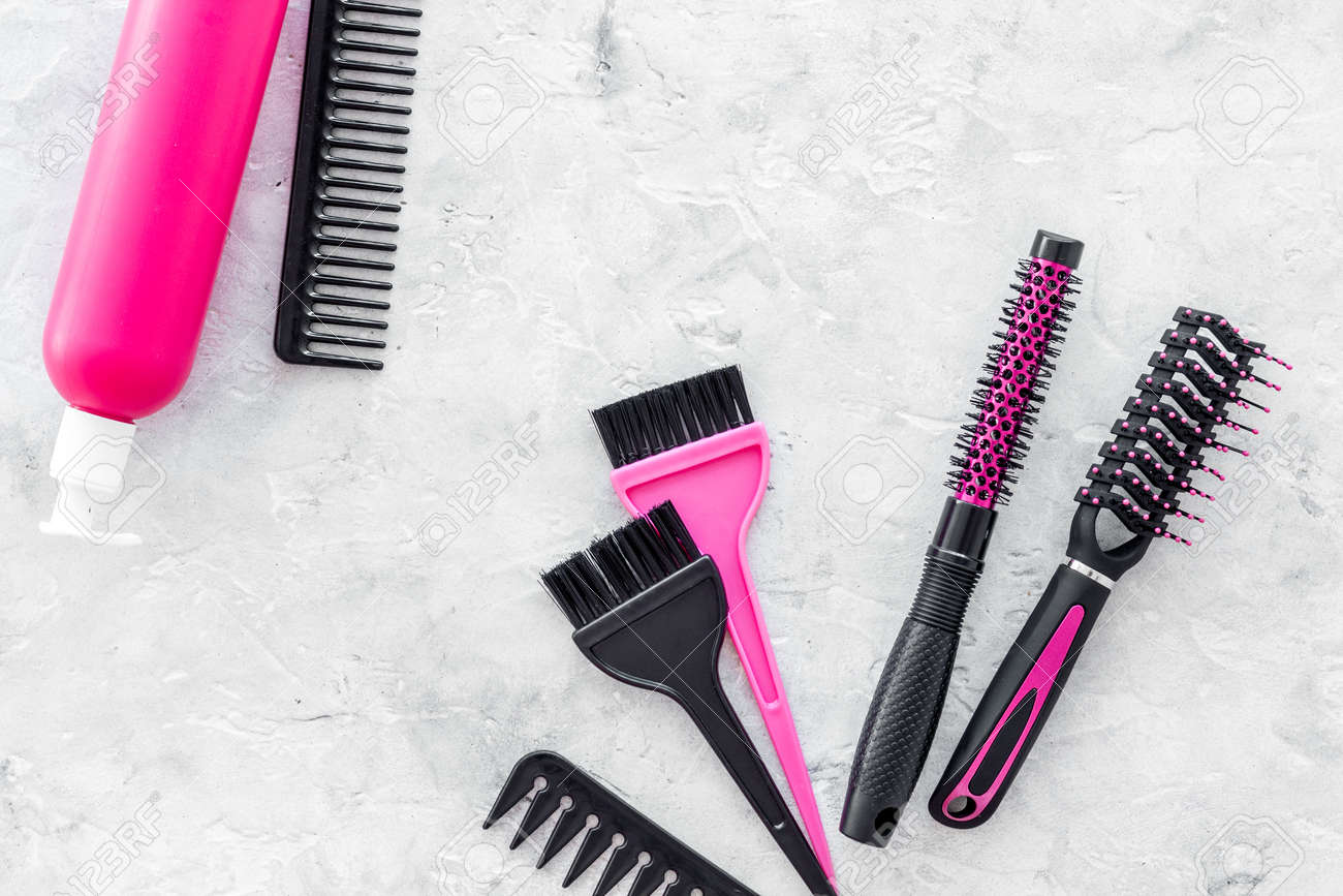 Download Styling Hair Instruments With Combs And Brushes In Barbershop Stock Photo Picture And Royalty Free Image Image 85167814