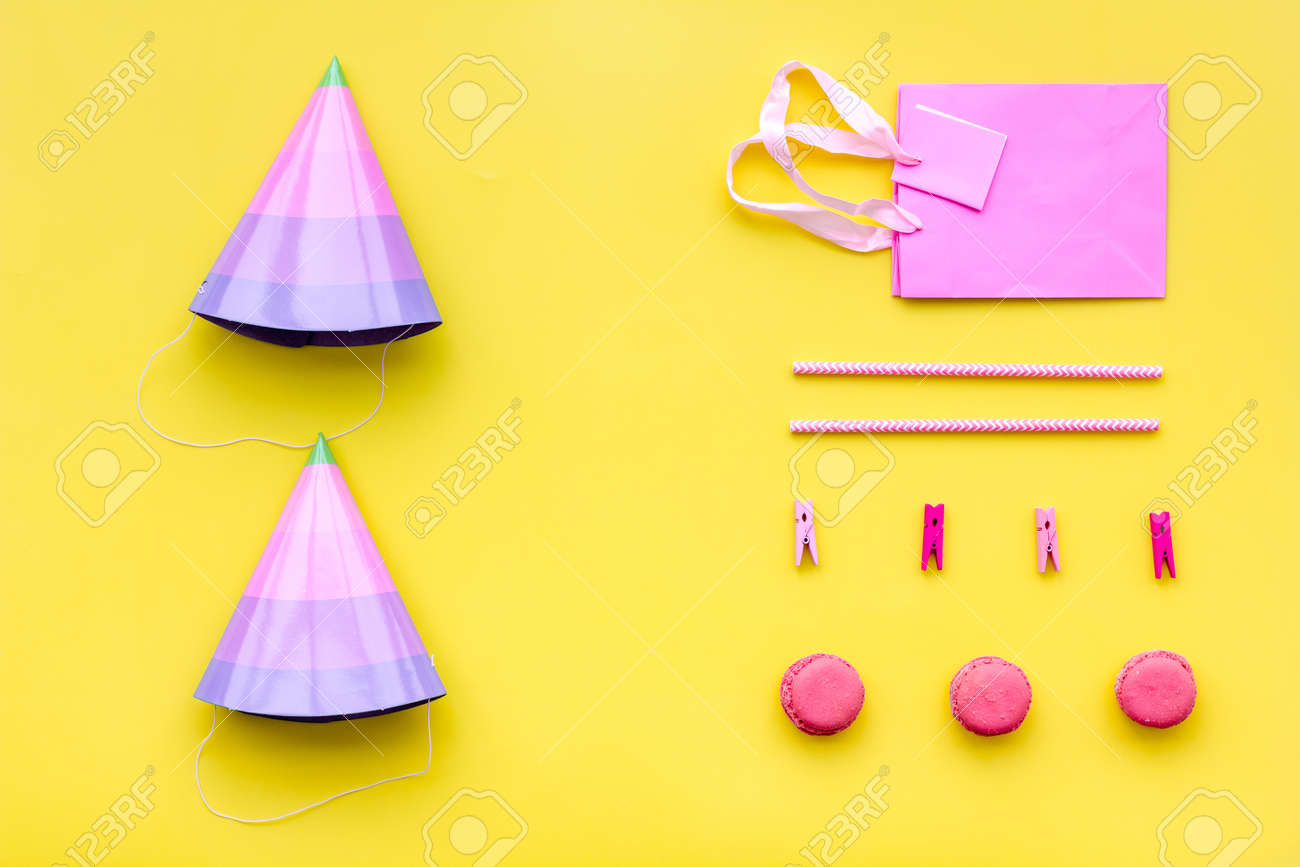Download Birthday Party Accessories Party Hat Sweets Paper Bag For Stock Photo Picture And Royalty Free Image Image 97986663