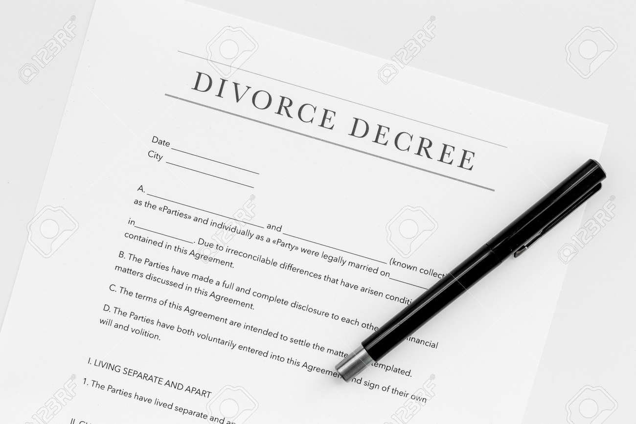 top Document backgroud view decree. Divorce white on
