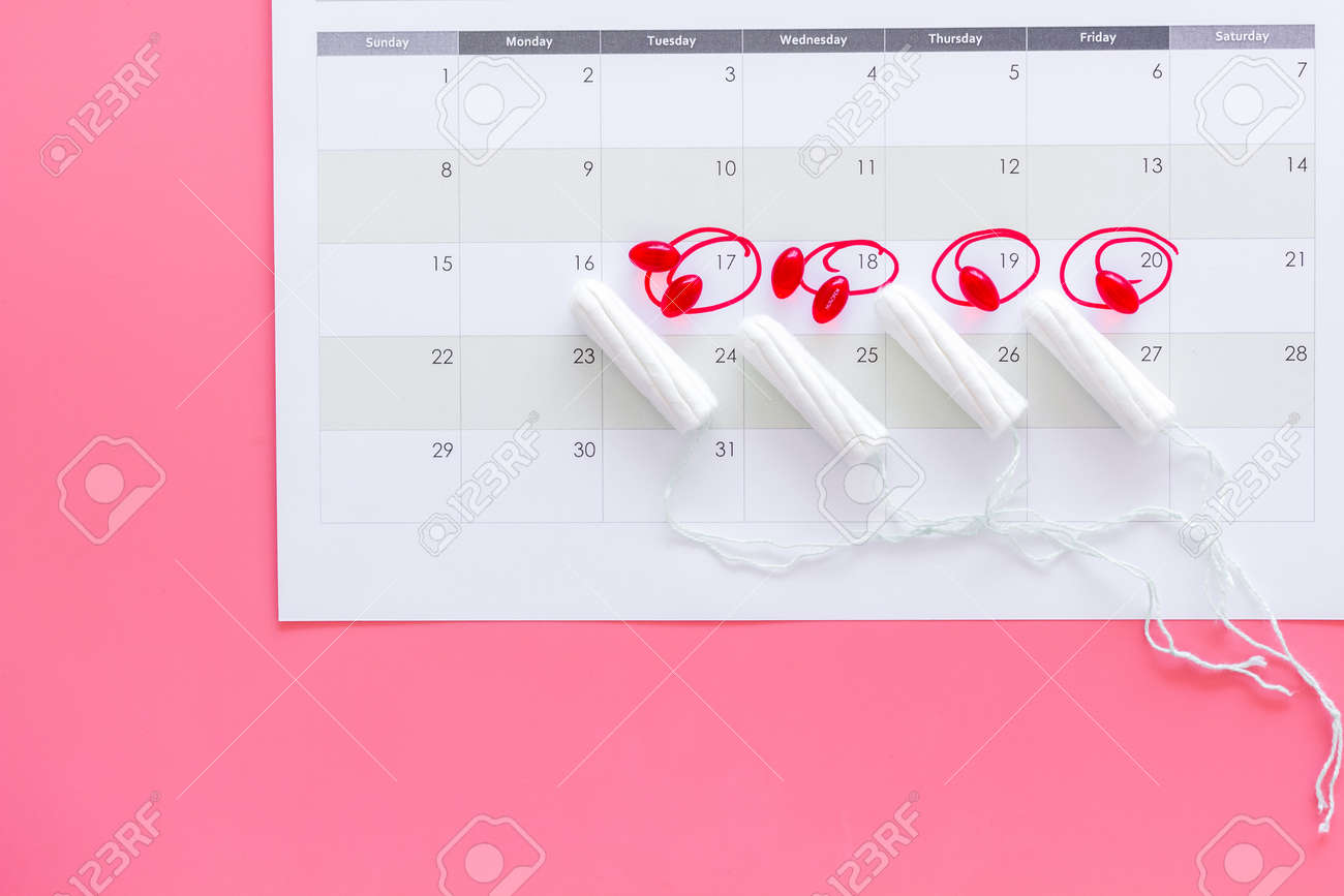 menstrual period concept menstruation calendar with hygienic menstruation calendar