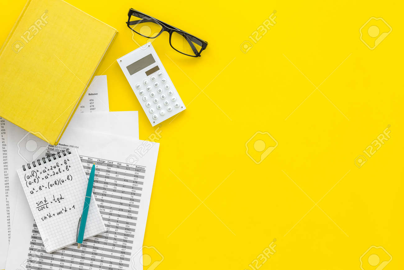 math homework math textbook or tutorial near sheet with numbers