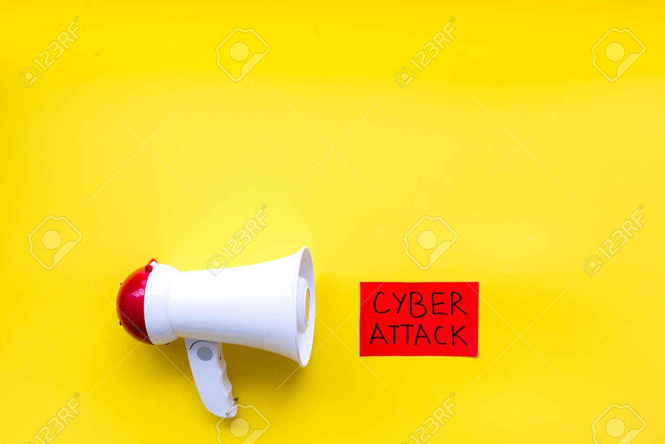 Download Data Breach And Cyber Attack Concept With Megaphone On Yellow Stock Photo Picture And Royalty Free Image Image 119484381
