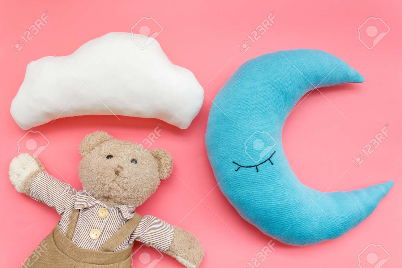 Download Baby Care Sleep Of Newborn Put Baby Into Bed With Moon Pillow Stock Photo Picture And Royalty Free Image Image 120767105