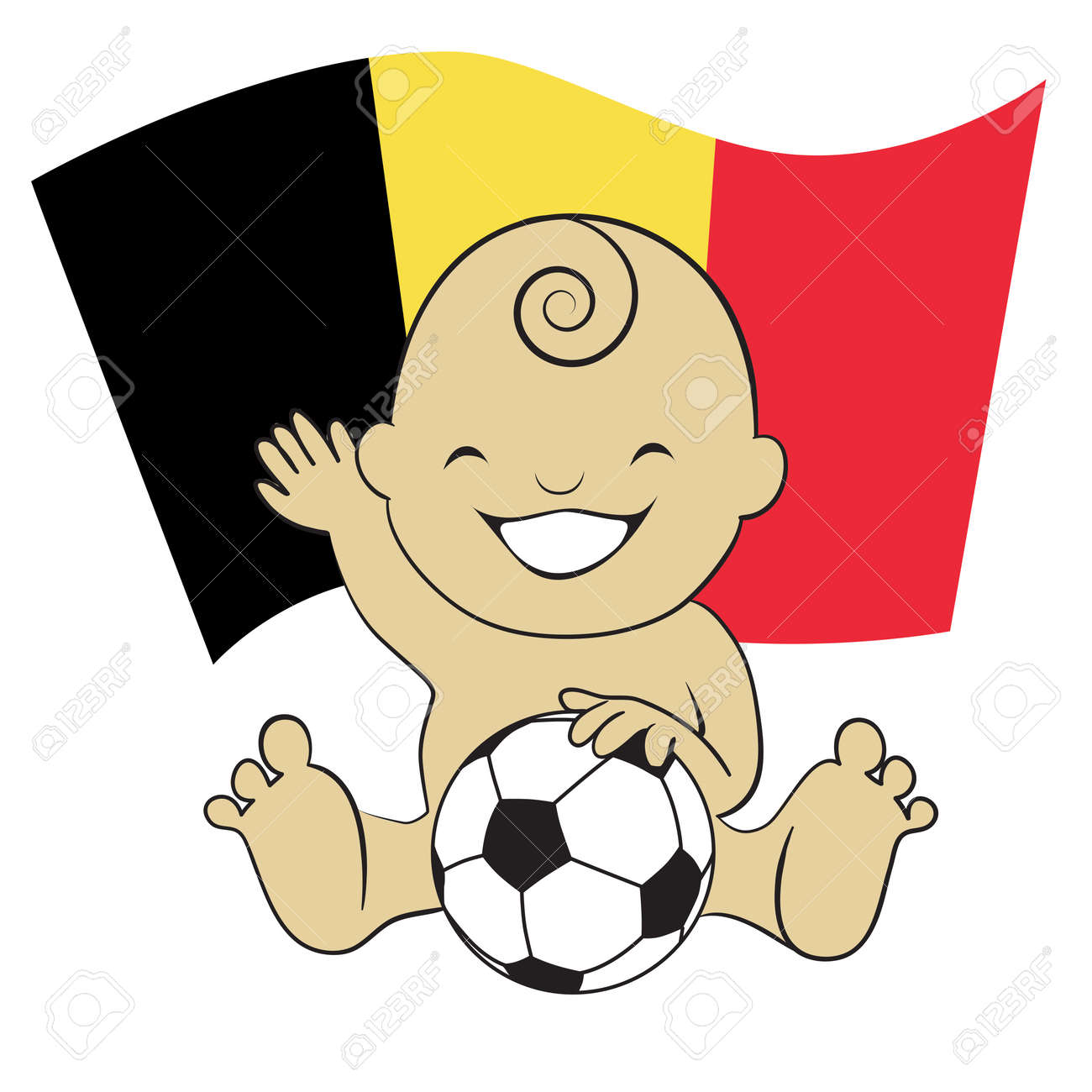 ベルギーの旗の背景漫画イラスト赤ちゃんサッカー少年のイラスト素材 ベクタ Image