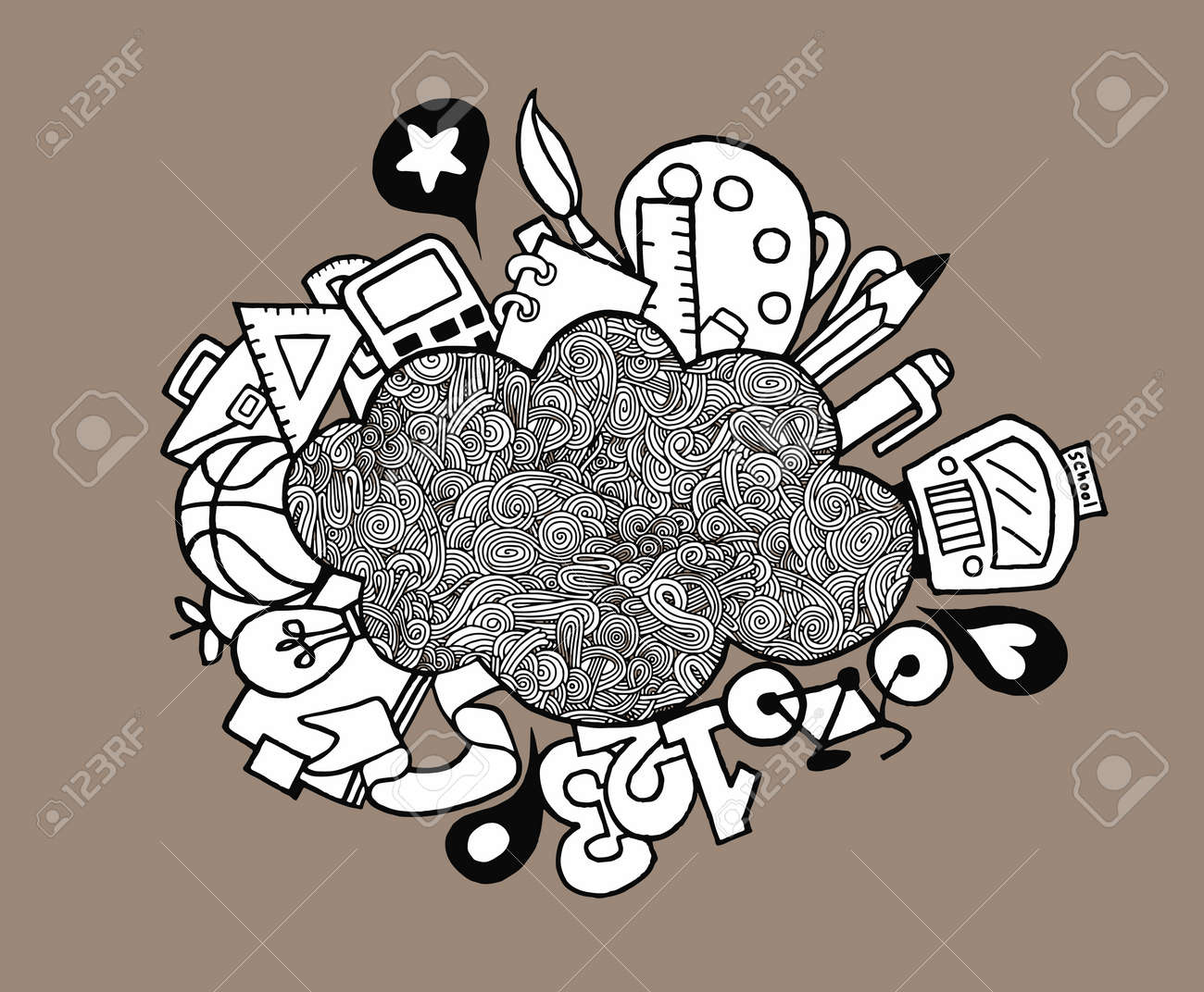 Free Vector Drawing school items on a notebook