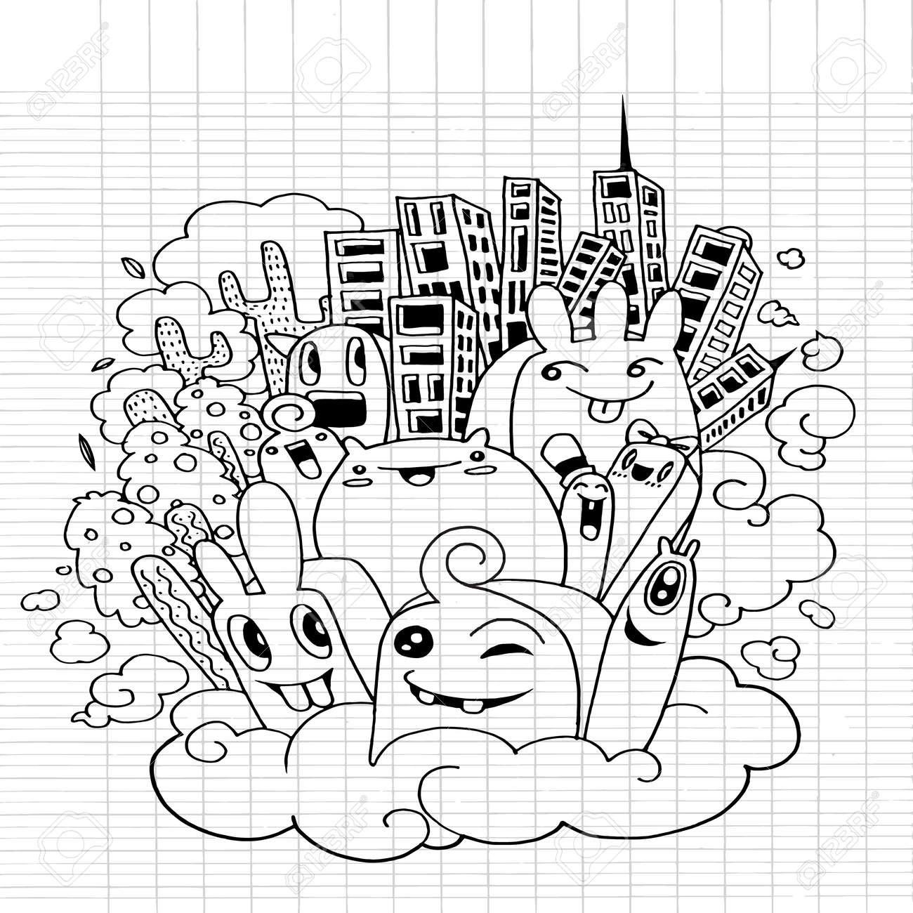 cute doodle city doodle