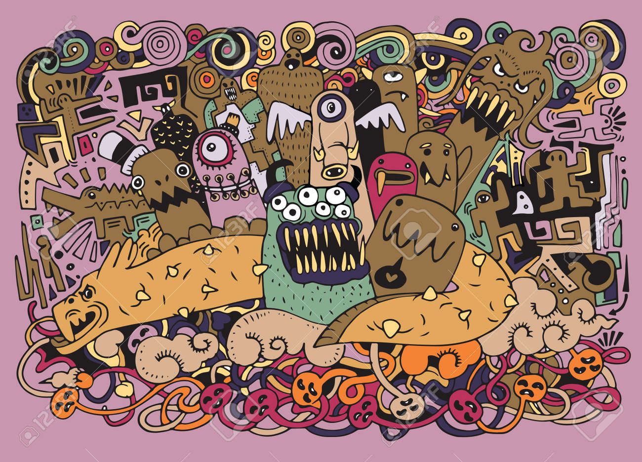 モンスターとキュートな外国人 かわいいモンスターのベクトル イラスト のイラスト素材 ベクタ Image モンスターとキュートな外国人 かわいいモンスターのベクトル イラスト のイラスト素材 ベクタ Image