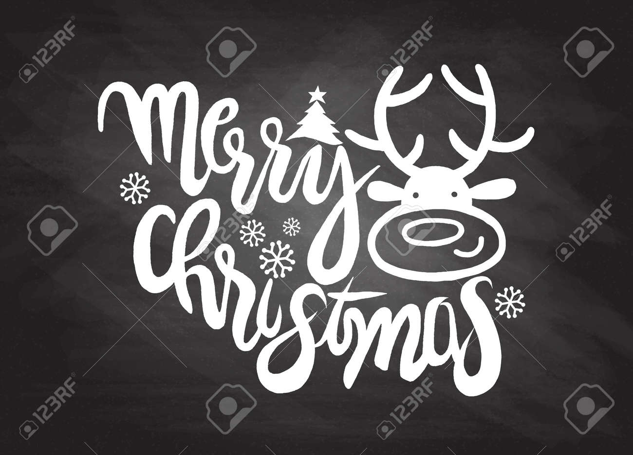 手図面の漫画のキャラクター メリークリスマス かわいいトナカイのベクトル クリスマス カード いたずら書きはベクトル イラストです のイラスト素材 ベクタ Image