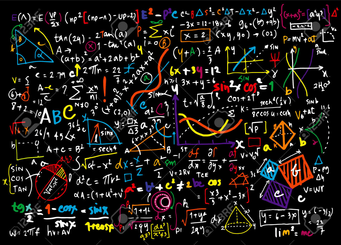 Math Linear Mathematics Education Circle Background With Geometrical Plots,  Formulas And  Concept ,Vector Illustration. Royalty Free  SVG, Cliparts, Vectors, And Stock Illustration. Image 61775862.