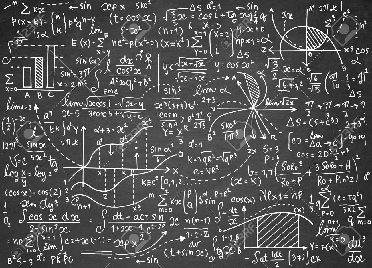 手書き数式 タスク プロット 計算および幾何学的 Figures Vector イラスト数学教育ベクトル パターン のイラスト素材 ベクタ Image