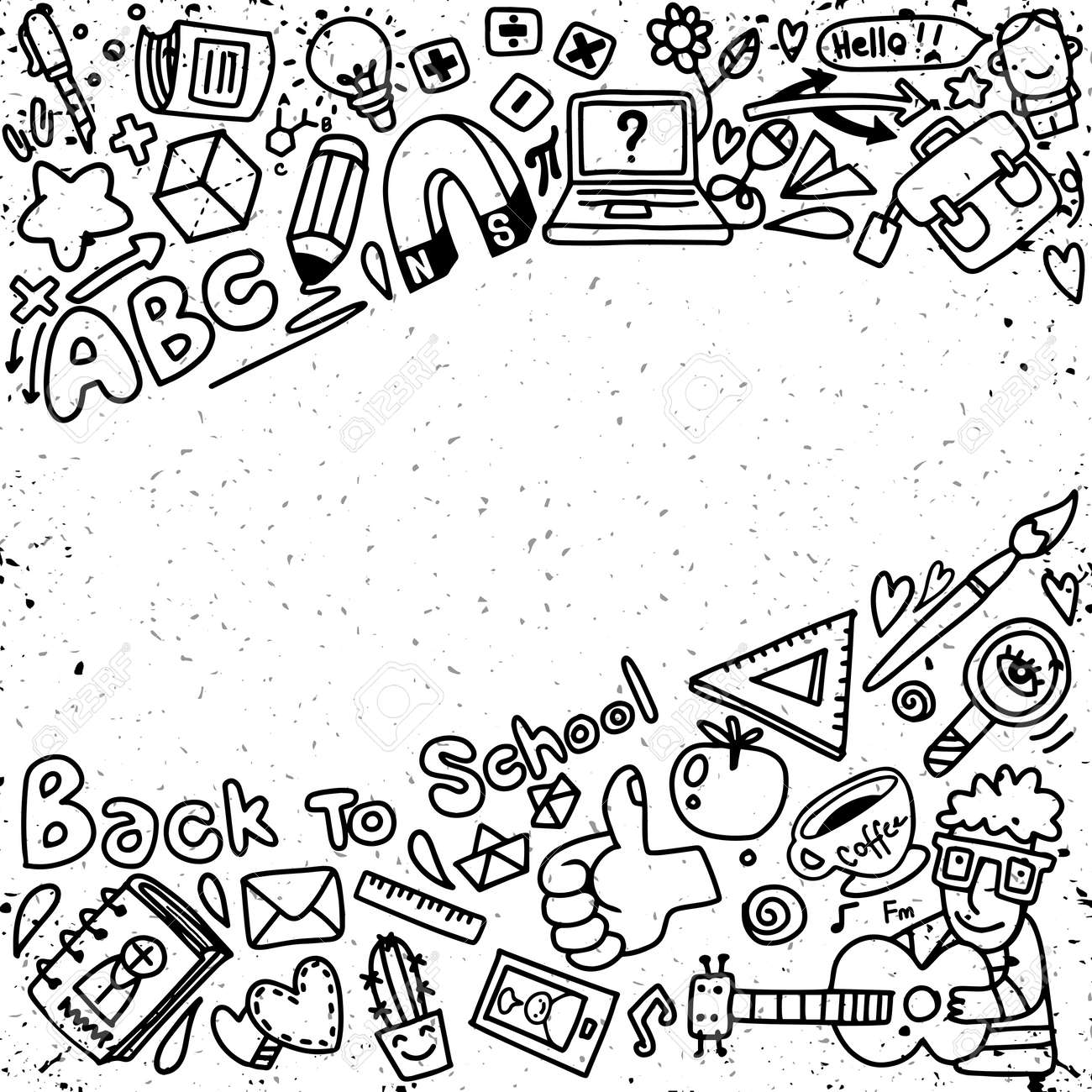 学校の背景に戻るベクトル スケッチ Copyspace と白で分離された