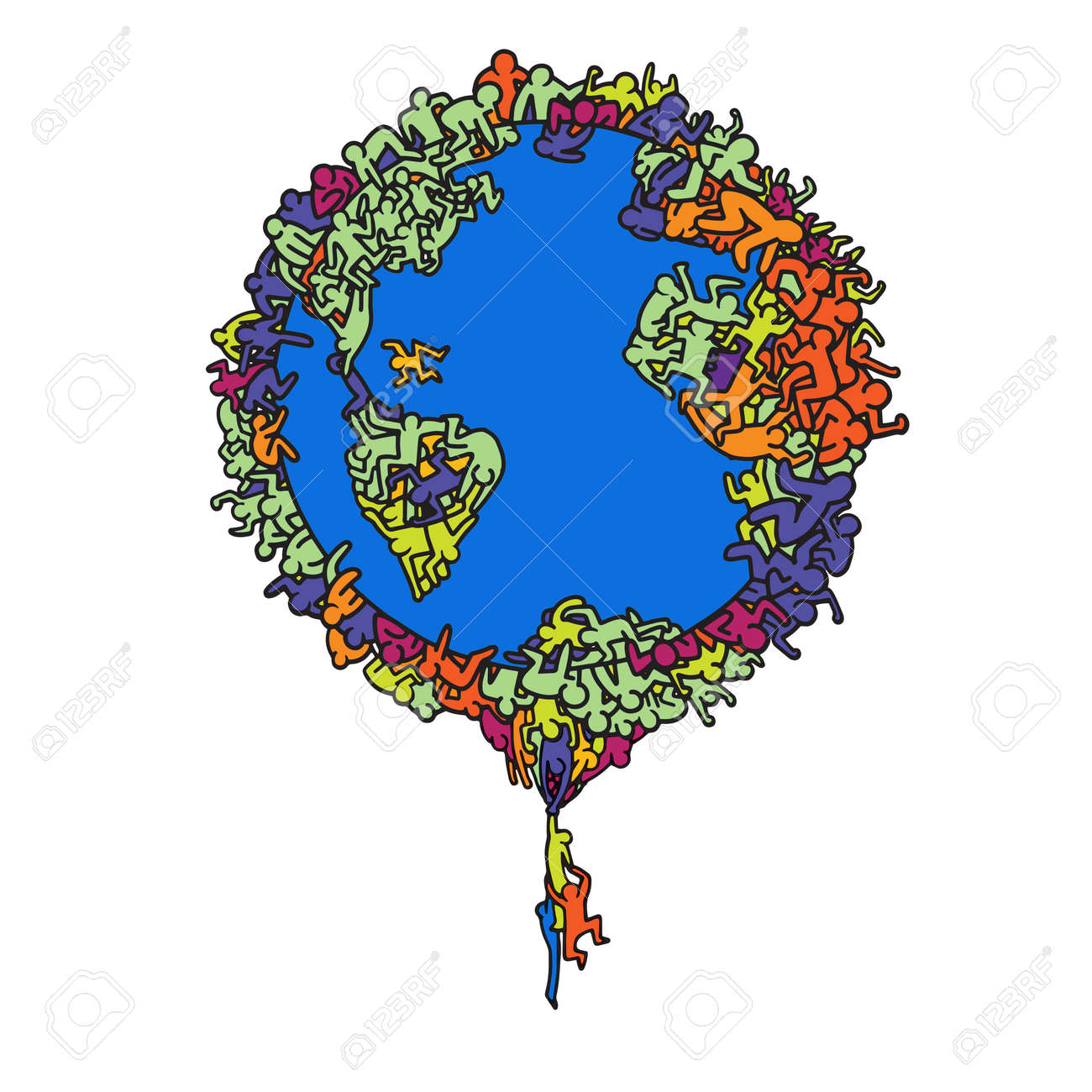 Hand Drawn Vector Illustration , Earth globe with people, illustrator line tools drawing,Flat Design - 87050511 Hand Drawn Vector Illustration , Earth globe with people, illustrator line tools drawing,Flat Design - 87050511