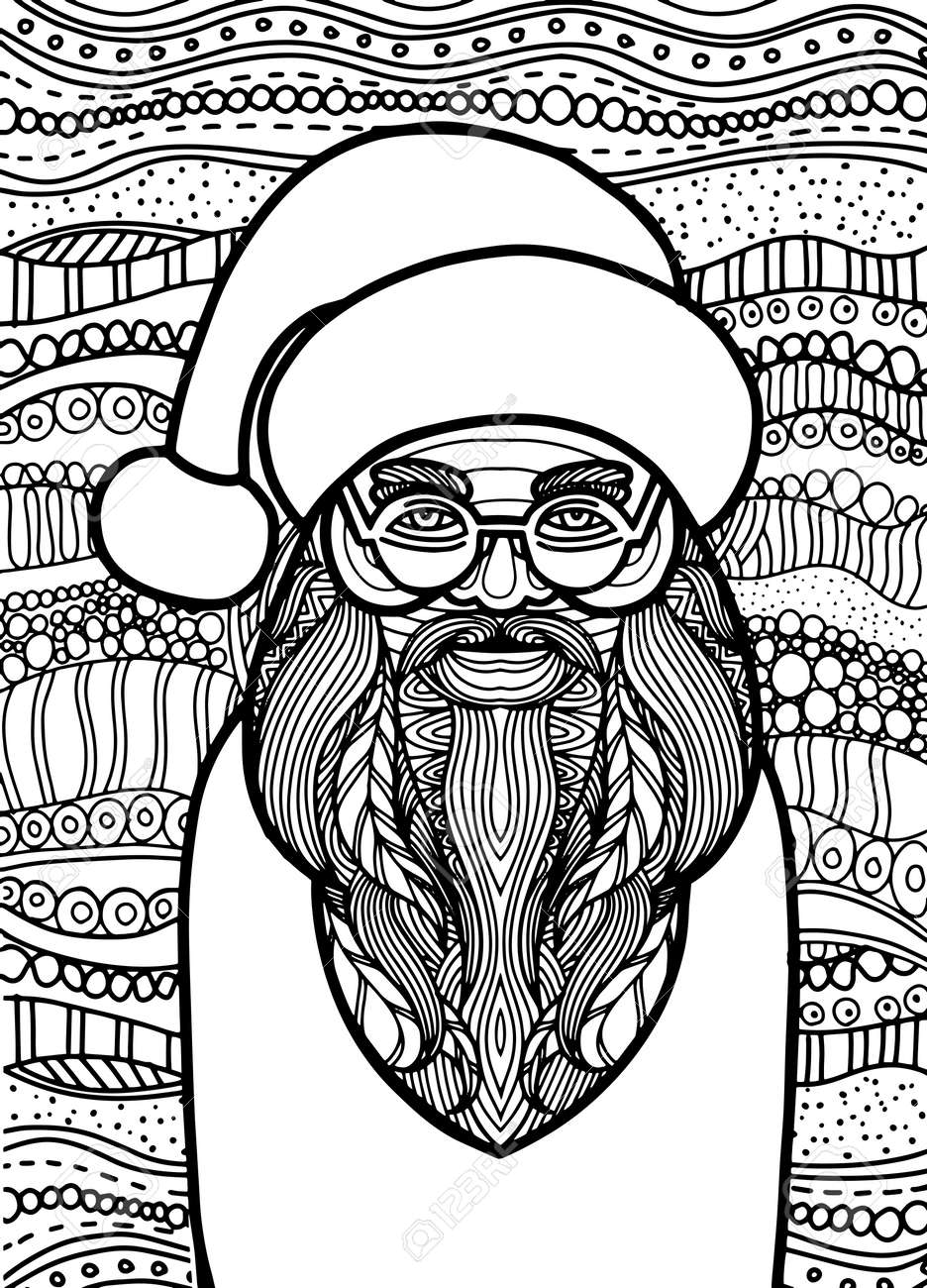 Dessin De Style Pere Noel Pour Livre De Coloriage Tatouage Conception De Chemise Logo Signe Illustration Stylisee De Licorne De Cheval Dans Le Style De Doodle De L Embrouillement Clip Art Libres De