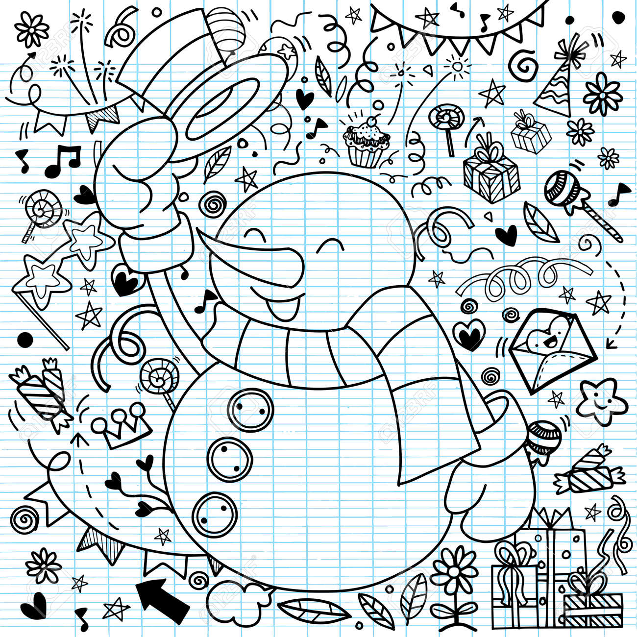 Caracter Del Muneco De Nieve Caracter Divertido Del Kawaii De La