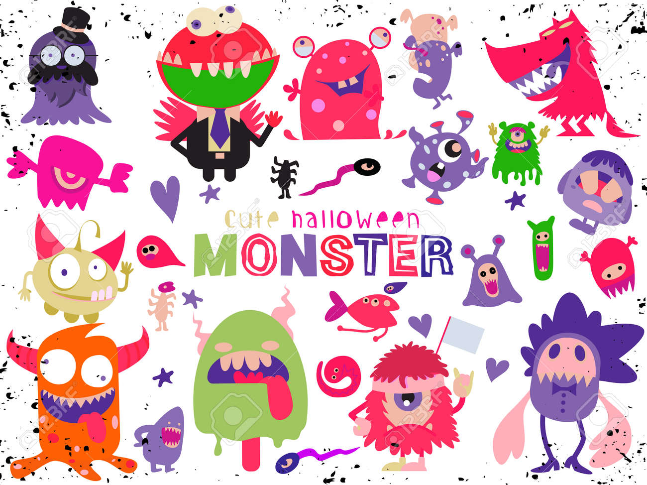cute scary halloween monsters