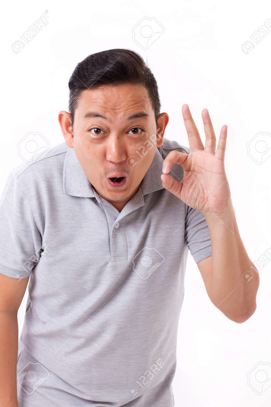 happy exited man giving