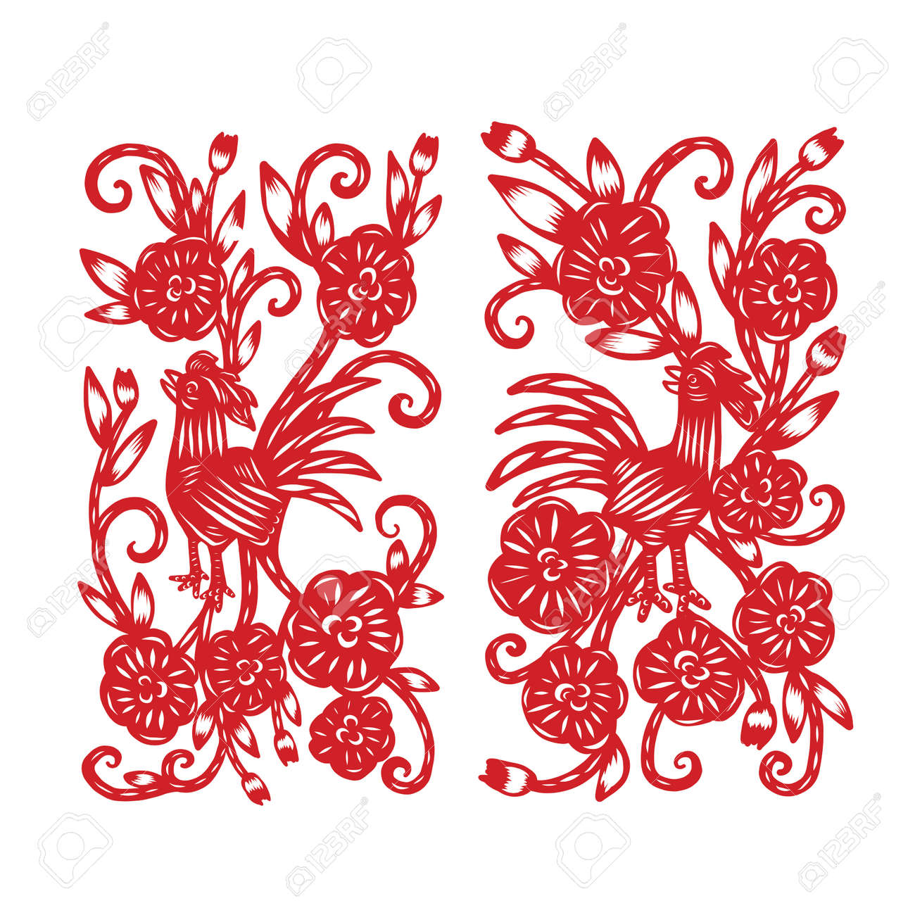 chinese paper cutting flower paper cutting isolated illustration paper cutting flower