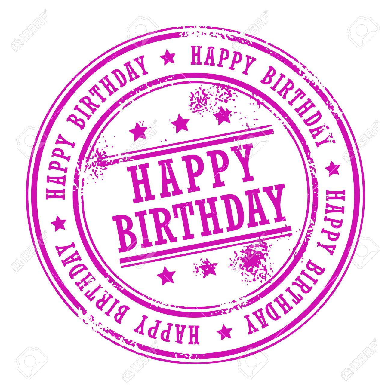 grunge rubber stamp with small stars and the word happy birthday word for happy birthday