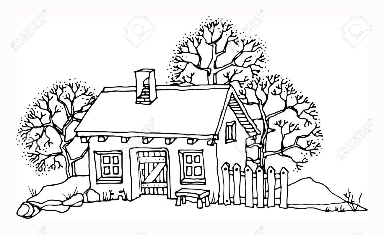 cartoon hand drawing houses