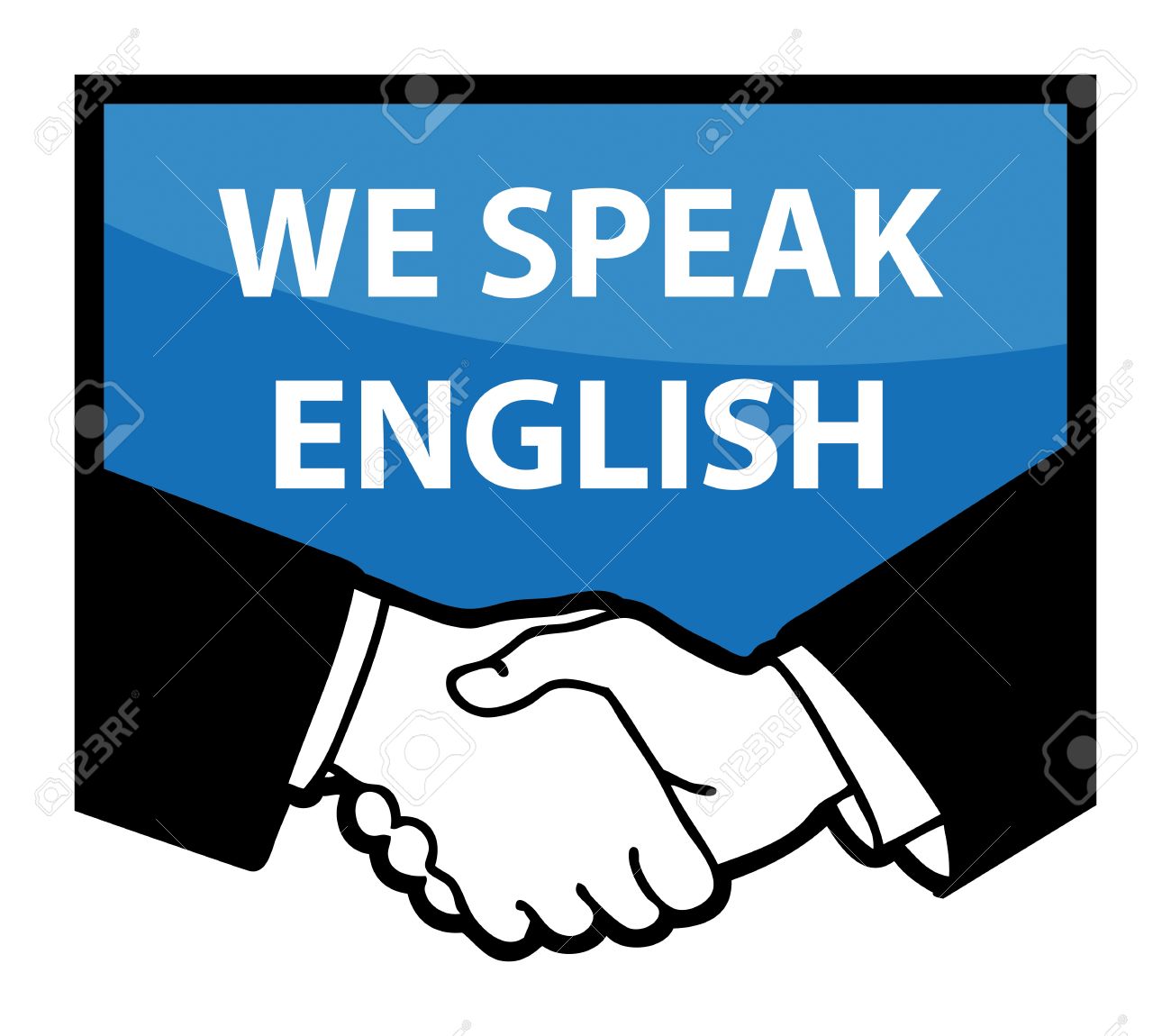 ビジネス ハンドシェイクやテキスト我々 は 英語で話すのイラスト素材 ベクタ Image ビジネス ハンドシェイクやテキスト我々 は 英語で話すのイラスト素材 ベクタ Image