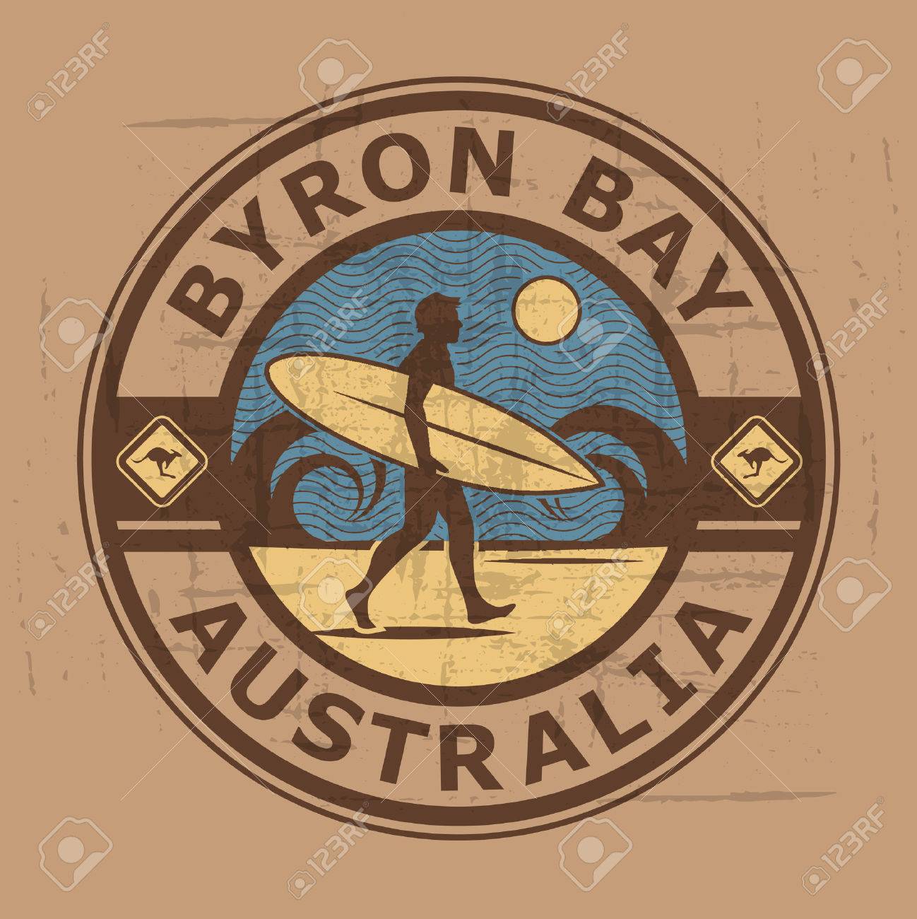 抽象的なサーファー スタンプやバイロン湾 オーストラリアの記号 のイラスト素材 ベクタ Image 抽象的なサーファー スタンプやバイロン湾 オーストラリアの記号 のイラスト素材 ベクタ Image