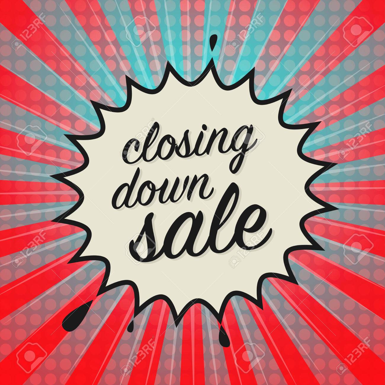 comic explosion with text closing down sale vector illustration closing the sale