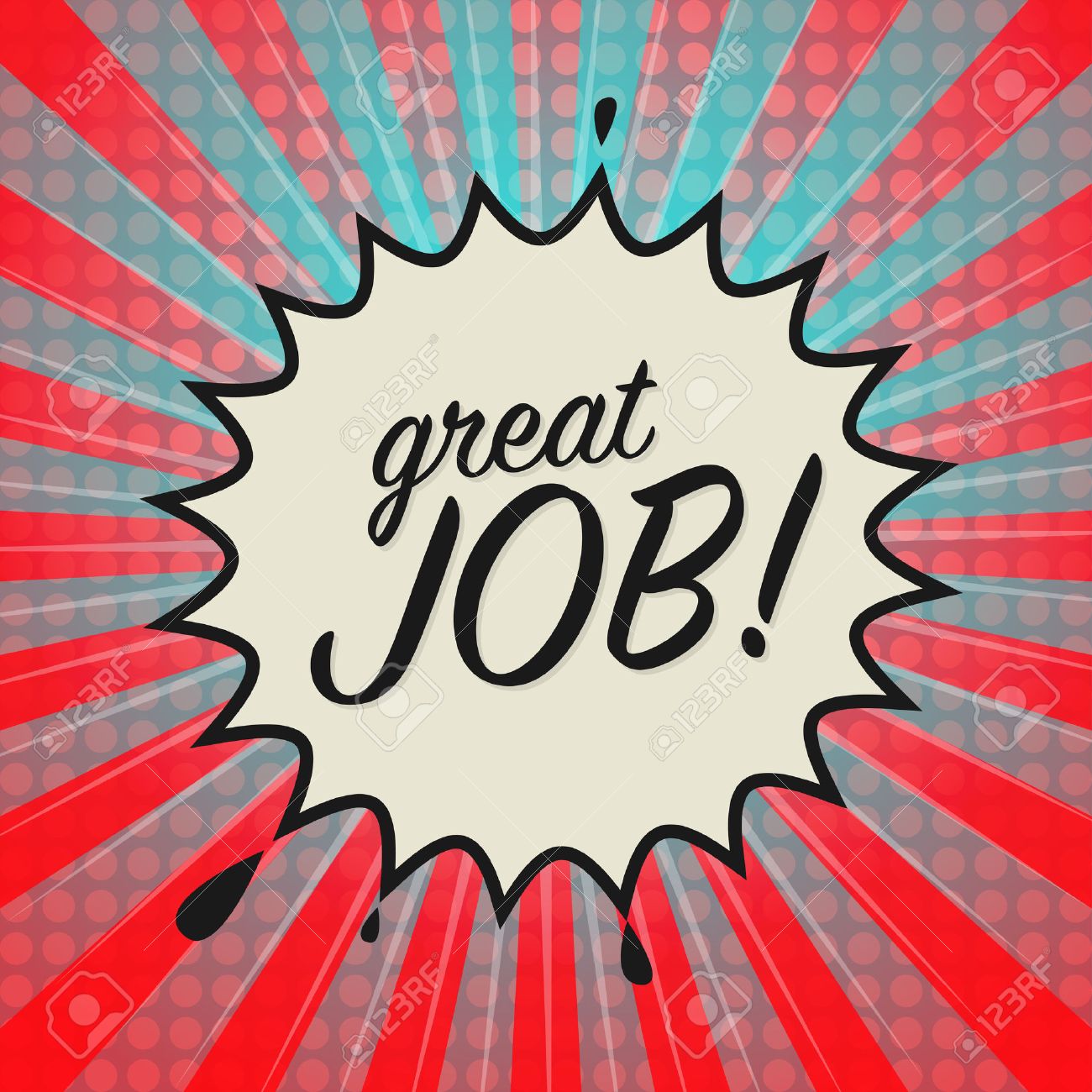 comic explosion with text great job vector illustration royalty