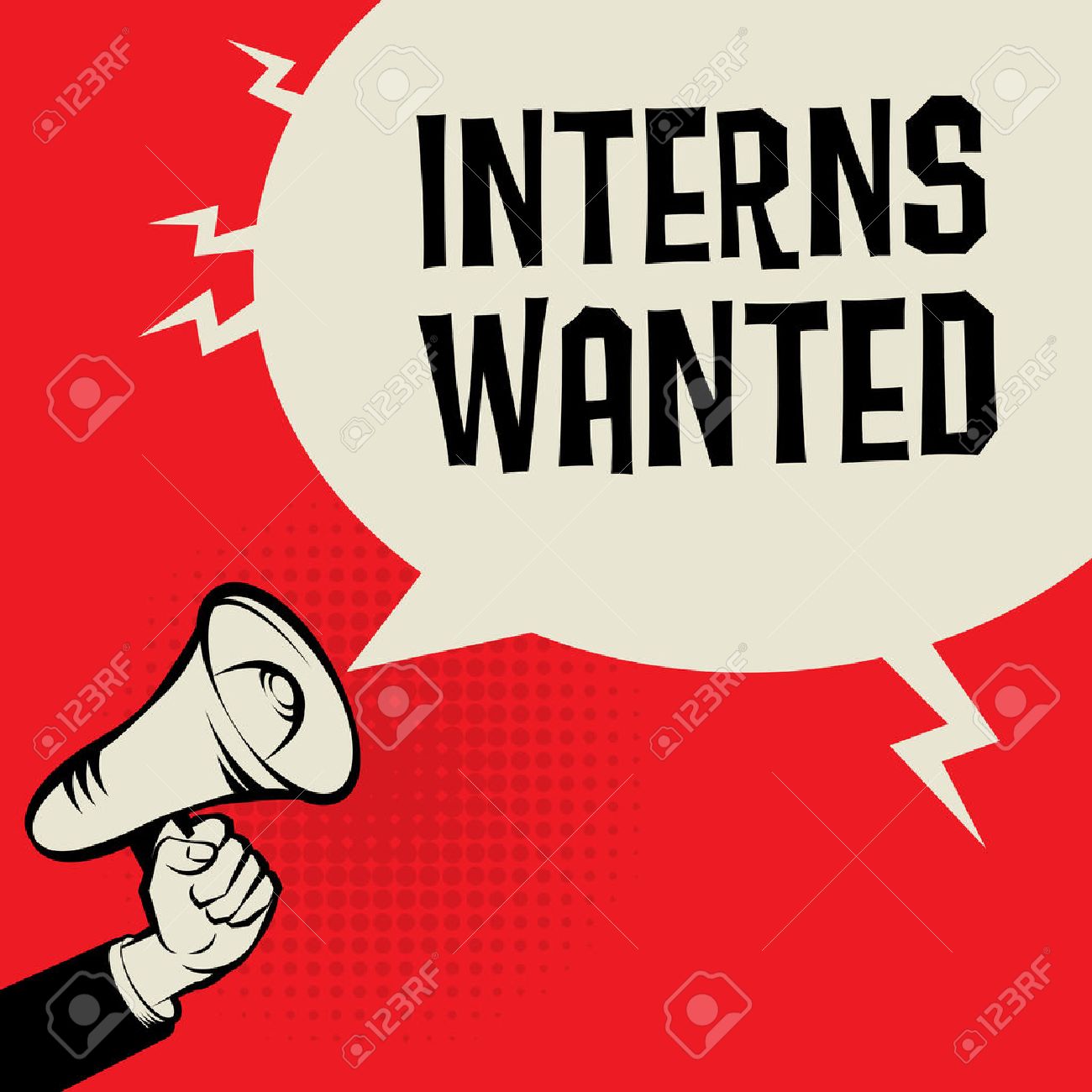 Megaphone Hand, business concept with text Interns Wanted, vector illustration - 50875347 Megaphone Hand, business concept with text Interns Wanted, vector illustration - 50875347