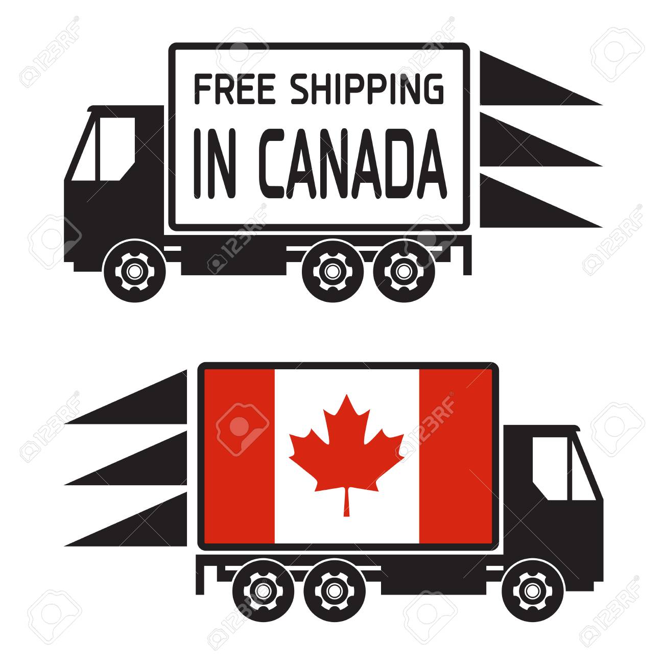 Rotulo Ou Icone Com Bandeira Caminhao De Entrega E Texto Frete Gratis No Canada Ilustracao Vetorial Ilustraciones Vectoriales Clip Art Vectorizado Libre De Derechos Image 68198534
