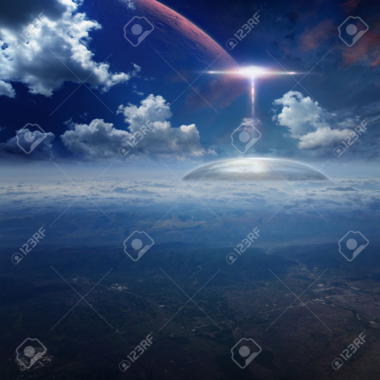fantastic background alien base located on planet earth ufo