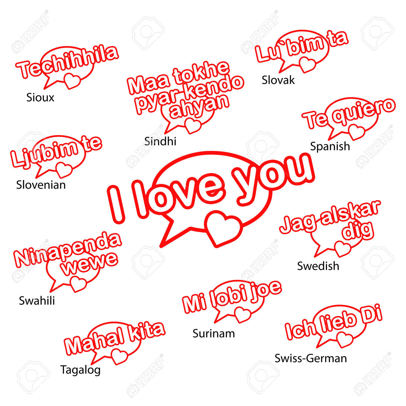 word i love you in eleven languages love concept royalty free