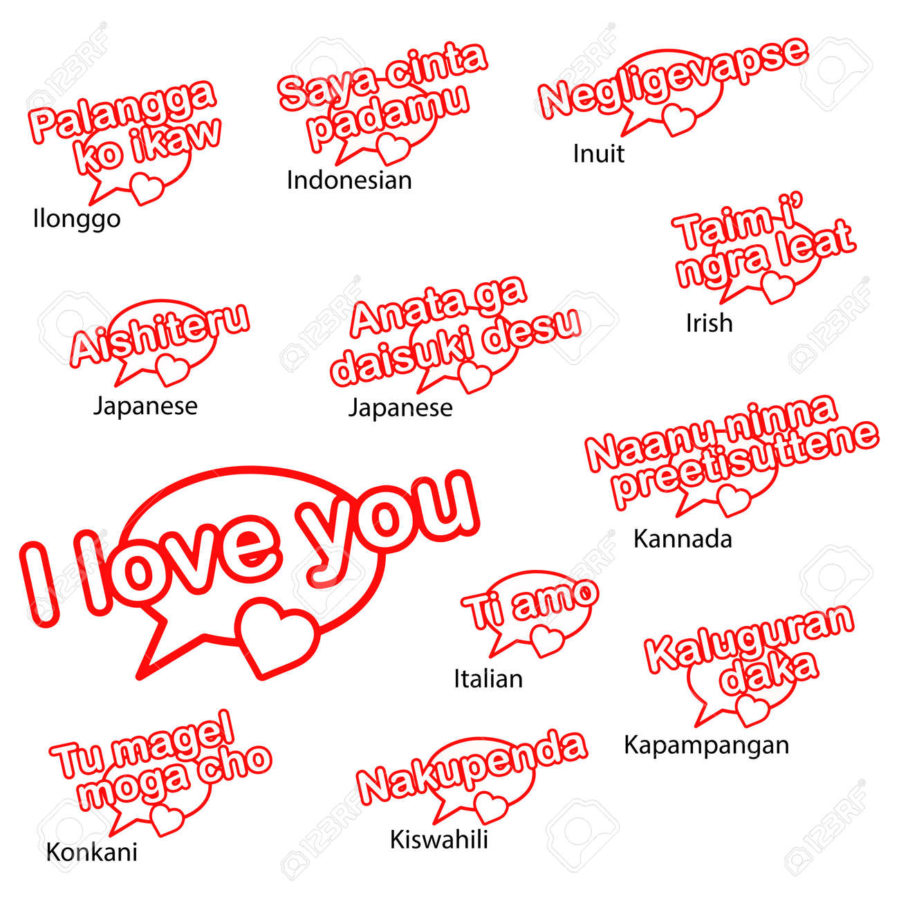 Vector Word I Love You In Different Languages Love Concept Vector Word I Love You In Different Languages Love Concept