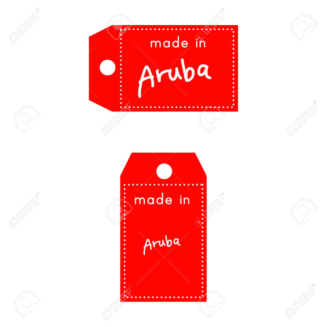 白い背景の赤い値札やラベル白単語アルバ製と分離 のイラスト素材 ベクタ Image