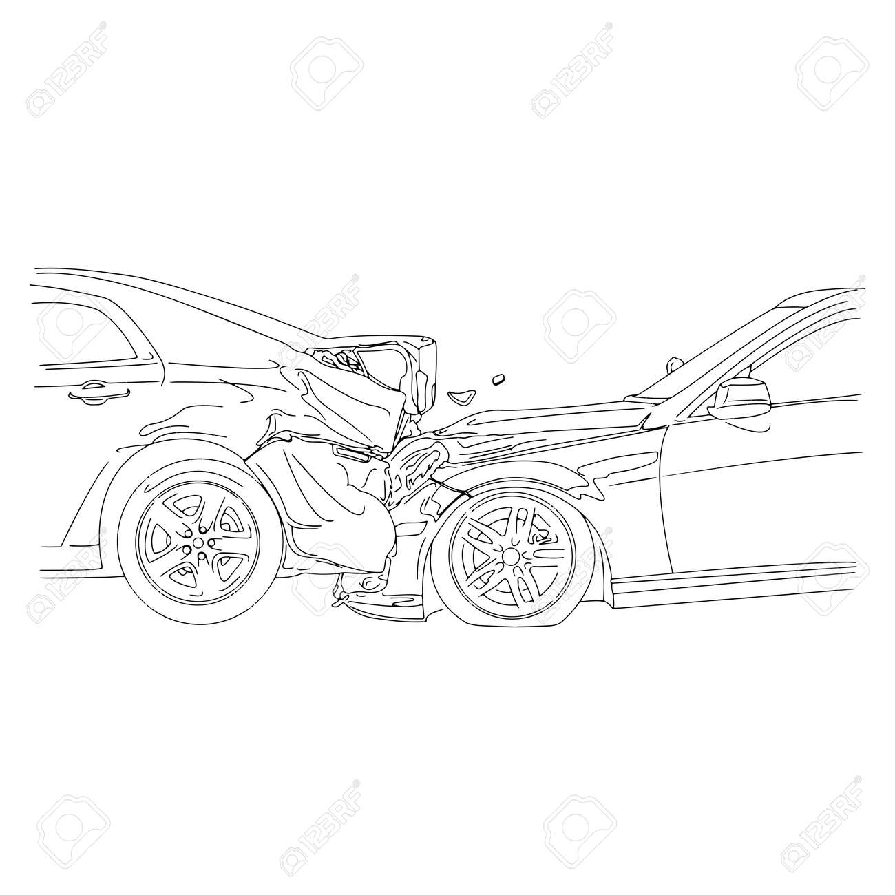 Car Collision Vector Illustration Stock Vector  Illustration of drawing  street 73315797