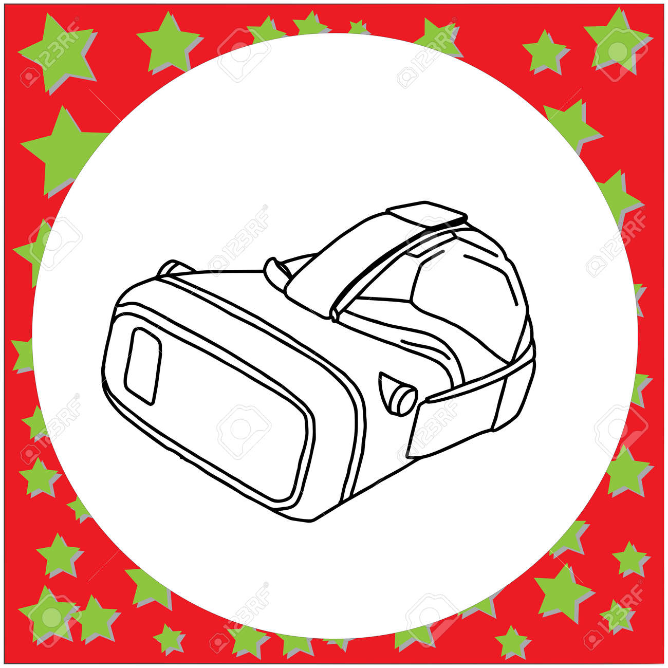 黒い線 Vr メガネやスマート フォンは 白い背景で隔離のための仮想現実ヘルメットと手書きの図をベクターします のイラスト素材 ベクタ Image 1354