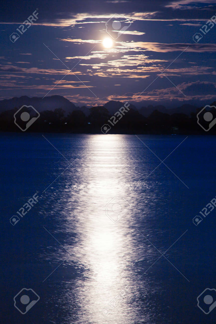 Full Moon Shining Down On The River A Calm River At Night Stock Photo Picture And Royalty Free Image Image 25597739
