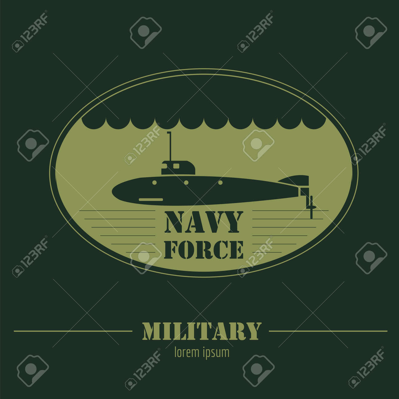 military logo navy force submarine graphic template vector