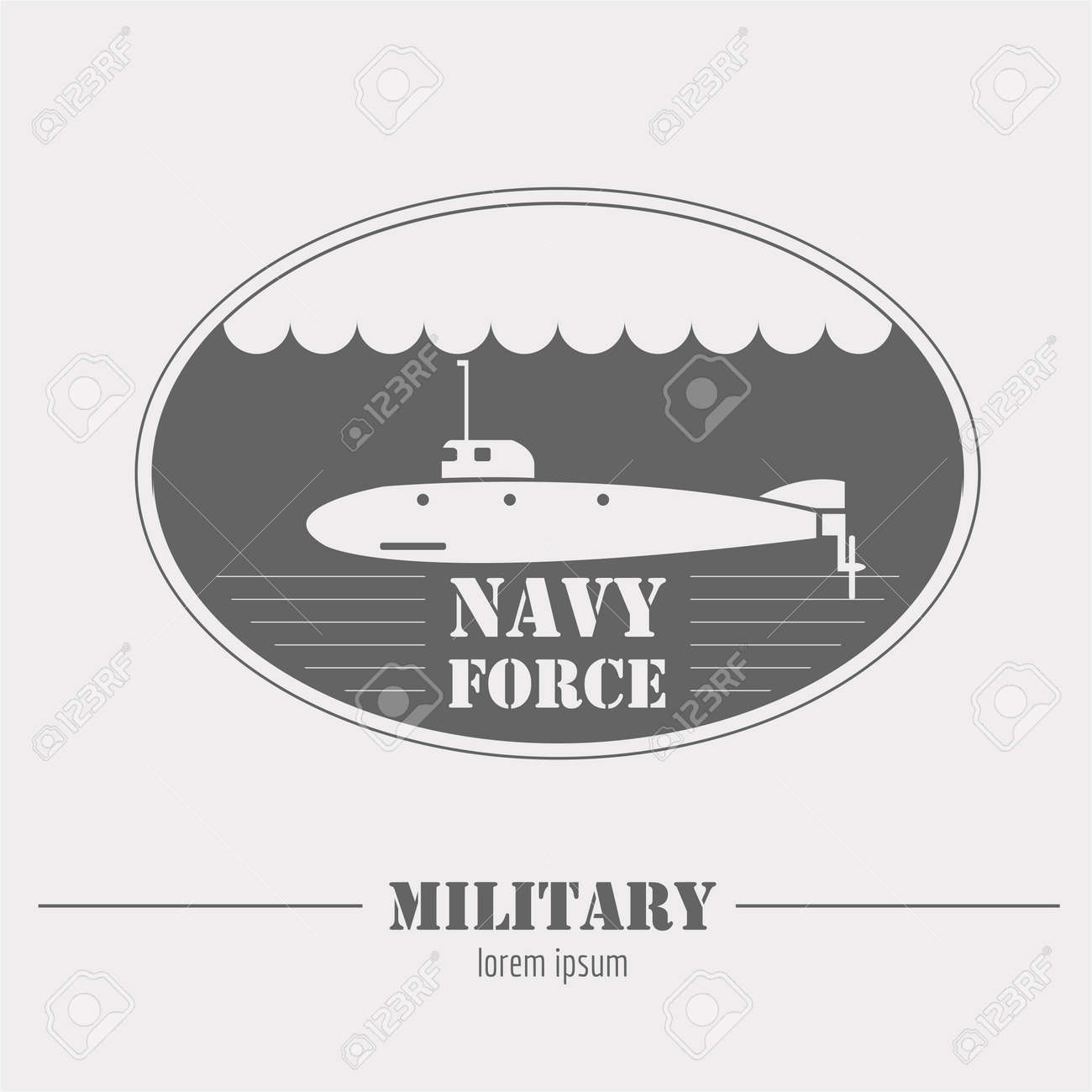 military logo navy force submarine graphic template vector