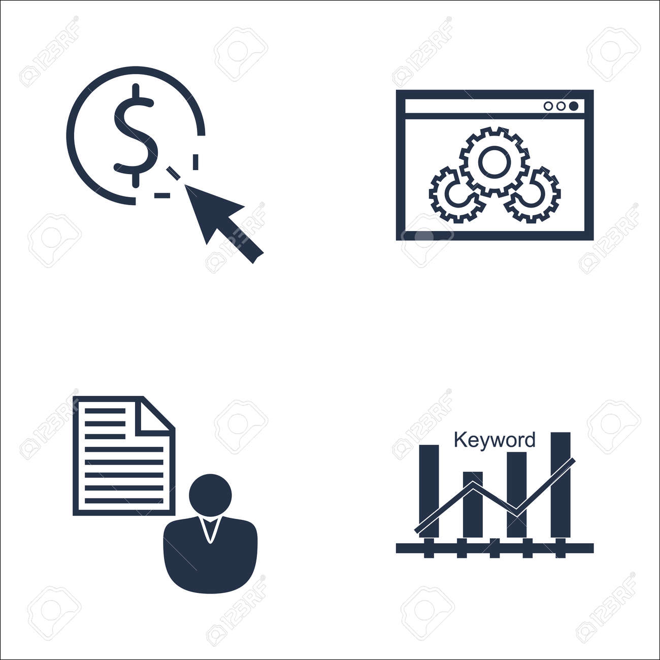 Seo の設定 マーケティングと広告のキーワード ランキング 簡単なクライアント上のアイコンは クリックあたり支払います プレミアム品質 Eps10 ベクトル イラスト携帯アプリは Ui 設計のため のイラスト素材 ベクタ Image