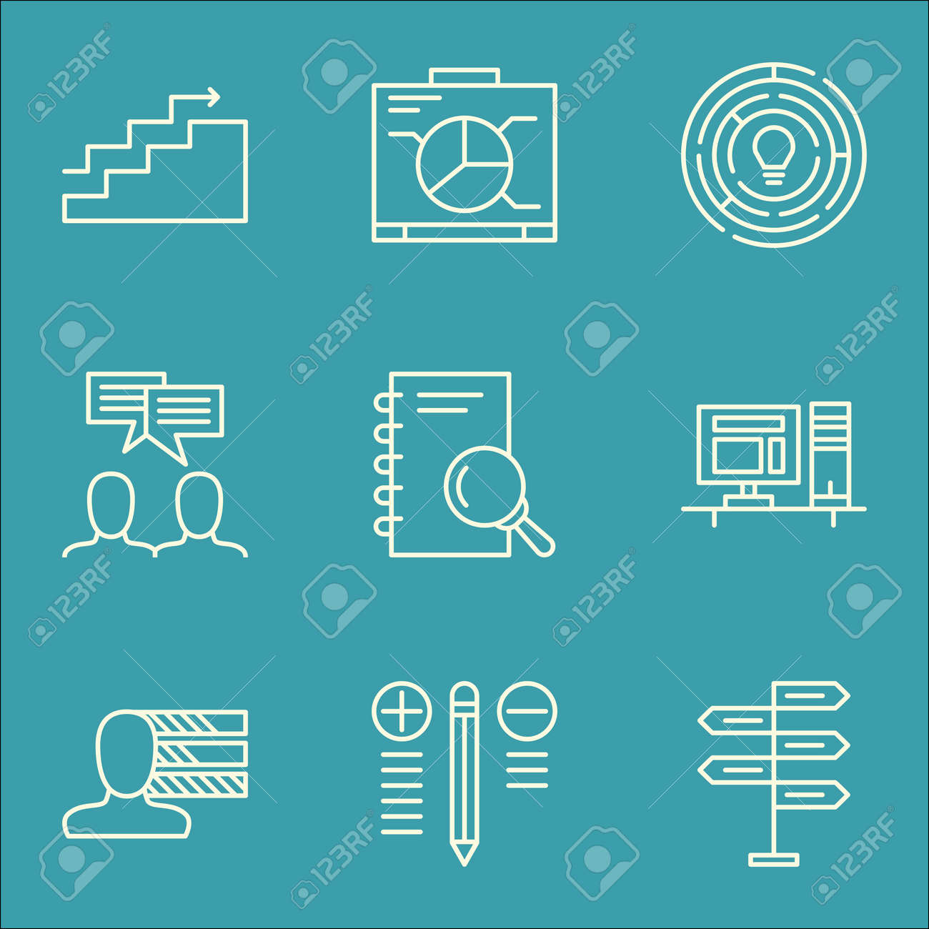 個人のスキル 分析 意思決定上のプロジェクト管理アイコンのセットです 議論 分析 意思決定と他のベクトルのアイコンが含まれています のイラスト素材 ベクタ Image