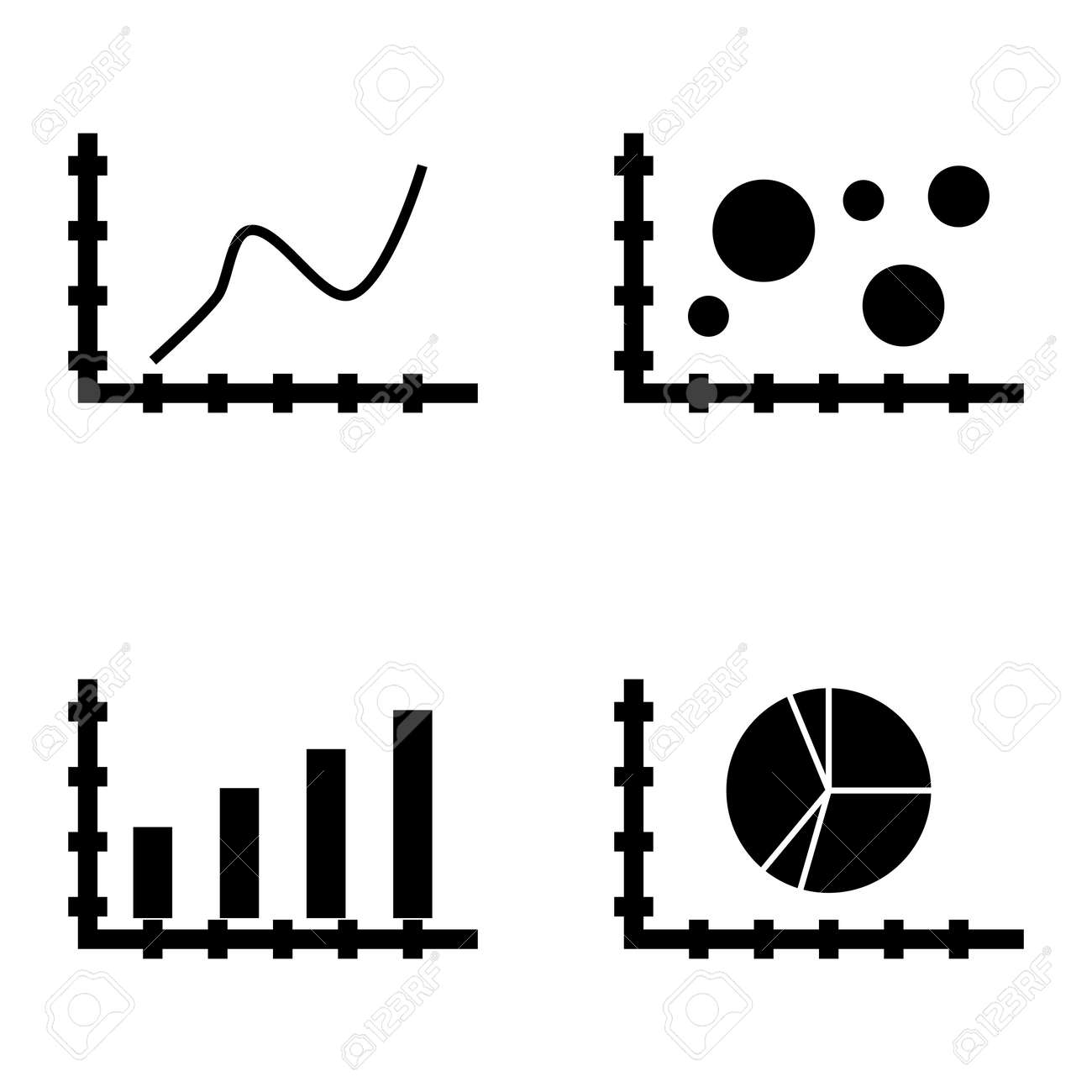 曲線、円グラフ、バブル チャートの統計情報、アイコンのセットです。プレミアム品質 Eps10 ベクトル イラスト携帯アプリは、Ui  設計のため。のイラスト素材・ベクター Image 63990714
